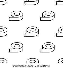 Sticky tape line vector seamless background. Dispenser drawing flat scotch label adhesive tape roll