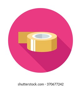 Sticky tape in retro colors with long shadow. Flat image illustration