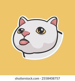 Sticky tongue Cat Meme Sticker T-shirt Vector Cute Illustration