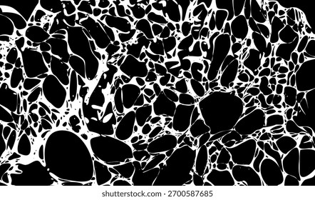 Textura de Web blanco pegajoso sobre fondo negro. Malla de estructura celular biomórfica. Textura de red Abstractas con conexiones orgánicas fluidas para Ciencia o gráficos futuristas
