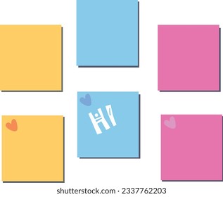 Sticky_note,  heart shaped sticky note vector isolated.