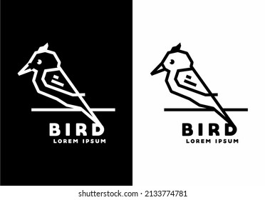 Stiff art style of black and white bird design