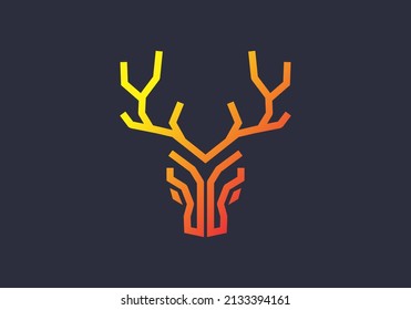 Stiff art style of deer head design