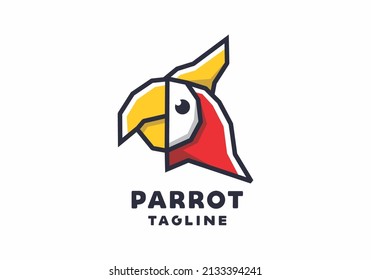 Stiff art style of red parrot head design