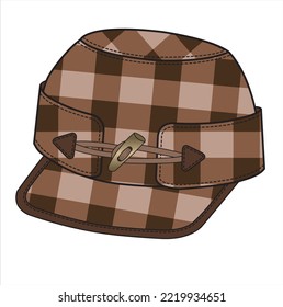 STIFF PANEL TARTAN CHECK BASEBALL CAP IN EDITABLE VECTOR