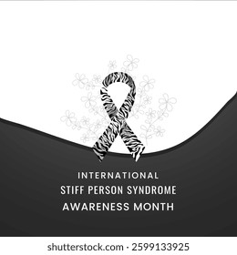 Stiff person syndrome awareness month background design with Zebra Styled Design Sliver Ribbon