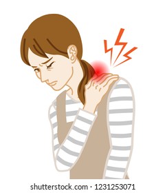Stiff Shoulder - Physical disease image clip art - Housewife