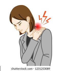 Stiff Shoulder - Physical disease image clip art - Business woman