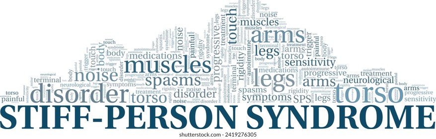 Stiff-person Syndrome SPS word cloud conceptual design isolated on white background.