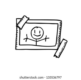 stiker frame cartoon doodle icon with white background