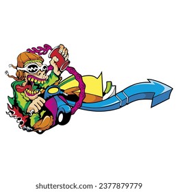 Stiker Zombie motor artwork cartoon