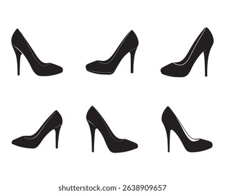 stiletto heels sketch icon set silhouette vector illustration
