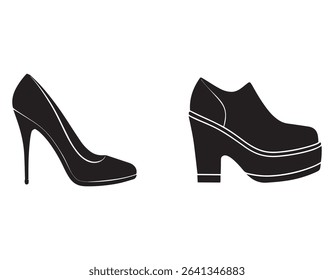 stiletto heels sketch platform shoes icon vector silhouette illustration
