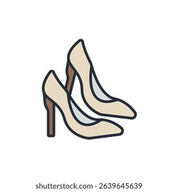 stiletto high heel shoe icons isolated on White Background. Flat style design