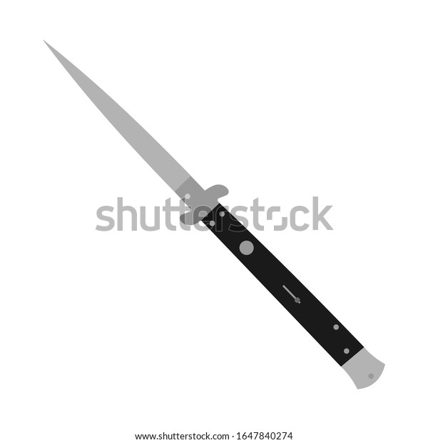 Stiletto\
knife in a flat design on a white\
background