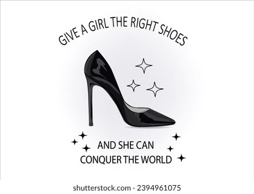 stiletto shoe positive quote hand drawn design