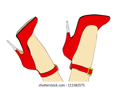 Stiletto - Two beautiful red shoes with a stiletto heel