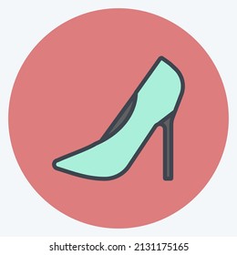 Stilettos Icon in trendy color mate style isolated on soft blue background