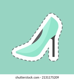 Stilettos Sticker in trendy line cut isolated on blue background