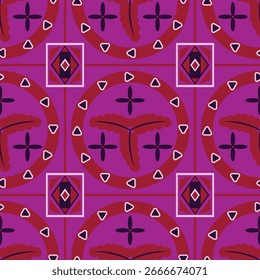 Stilisch bunte nahtlose Muster mit Kreisen und Diamant Ornament; nahtloses Muster zum Drucken auf Teppich