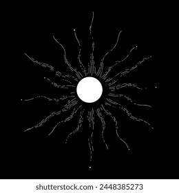 Stilisiertes Sonnensymbol auf schwarzem Hintergrund