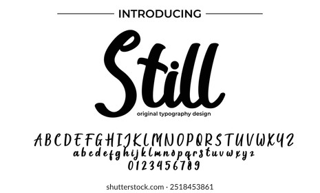 Still Font Stilvoller Pinsel in Großbuchstaben, Vektorbuchstaben, Alphabet, Schrift gemalt