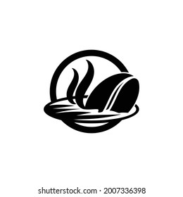 still hot coffee bean logo vector in a circle