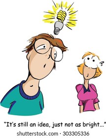 Its still an idea, just not as bright - Efficacy light bulb idea, add your own caption, layered vector file