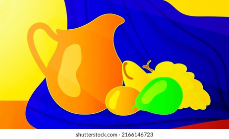 Still Life. Artistic composition with Fruit. Art design. Vector illustration.