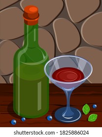 Vida residual con una botella de vino en vector
