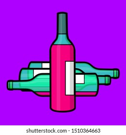 Still life with bottles in pop art style. Vector illustration