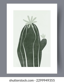 Still life cactus mexican plant wall art print. Wall artwork for interior design. Printable minimal abstract cactus poster. Contemporary decorative background with plant.