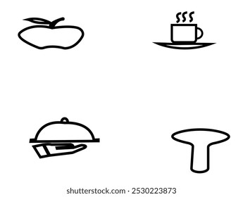  still life: coffee white cup, A cup of apple cinnamon tea . Coffee icon blocks fork spoon and tea spoon.  isolated with transperancy, Coffee time in the winter morning Isolated spoon shining on white