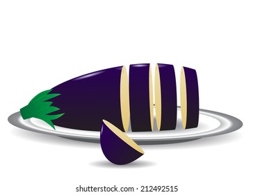 still life. The cut eggplant on a plate.