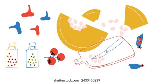 Still life. Cute appetizing Vegetables collection. Vegetables, Vector illustration