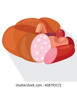 Still life with delicious, but very junk sausages, frankfurters and wieners. Eps10.