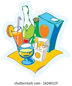 Still life with drinks. Vector illustration.