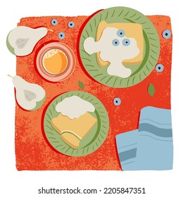 Still Life Flat Lay Vector Illustration with Texture