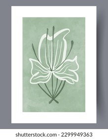 Still life flower elegant bud wall art print. Printable minimal abstract flower poster. Contemporary decorative background with bud. Wall artwork for interior design.