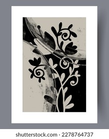 Still life flower organic composition wall art print. Wall artwork for interior design. Contemporary decorative background with composition. Printable minimal abstract flower poster.