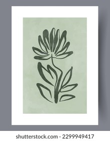 Still life flower organic plant wall art print. Printable minimal abstract flower poster. Wall artwork for interior design. Contemporary decorative background with plant.