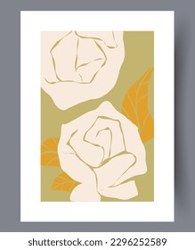 Stillleben Blumen ästhetische Komposition Wandkunst drucken. Printable minimale abstrakte Blumen Poster. Zeitgenössischer dekorativer Hintergrund mit Komposition. Wandbilder für Innenarchitektur.