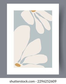 Still life flowers nordic template wall art print. Contemporary decorative background with template. Wall artwork for interior design. Printable minimal abstract flowers poster.