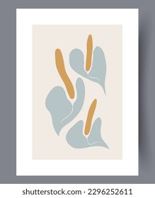 Still life flowers organic lily wall art print. Contemporary decorative background with lily. Printable minimal abstract flowers poster. Wall artwork for interior design.