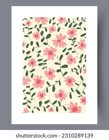Still life flowers spring mood wall art print. Wall artwork for interior design. Printable minimal abstract flowers poster. Contemporary decorative background with mood.