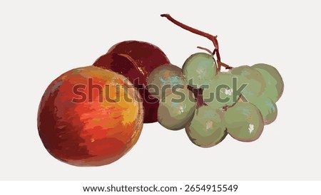 Still Life with Fruit, Odilon Redon vintage illustration isolated on white, vector. Vintage fruit illustration isolated on white, vector. Hand drawn fruit illustration vector.
