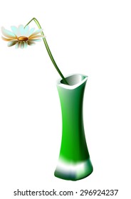 Still life green vase and chamomile