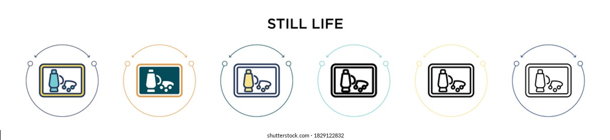 Still life icon in filled, thin line, outline and stroke style. Vector illustration of two colored and black still life vector icons designs can be used for mobile, ui, web