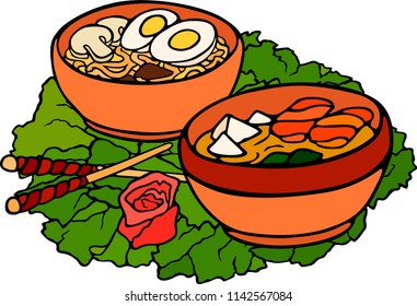 Still Life with japanese food on lettuce leaf