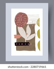 Still life leaf organic herbs wall art print. Wall artwork for interior design. Printable minimal abstract leaf poster. Contemporary decorative background with herbs.